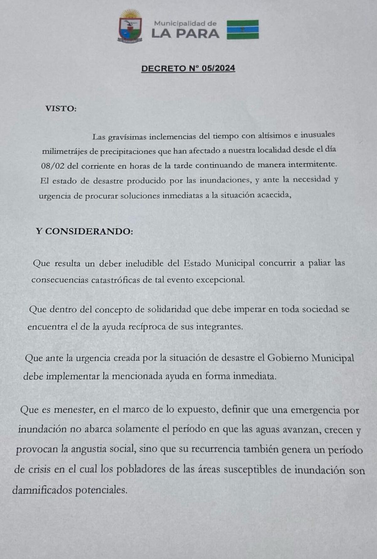 Terrible temporal en La Para.