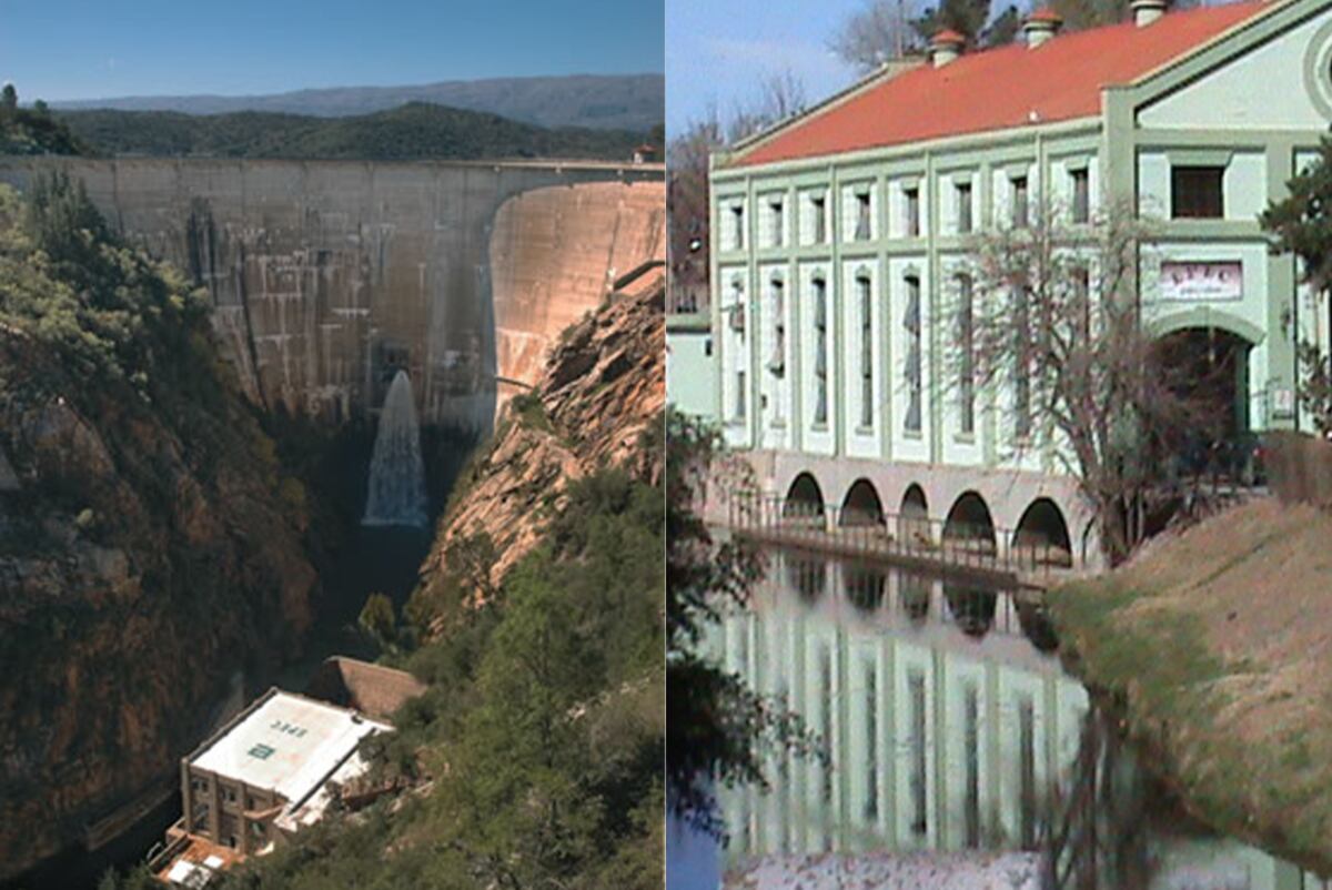 Centrales La Viña (izquierda) y La Calera (derecha). Foto: EPEC / Aguas Cordobesas