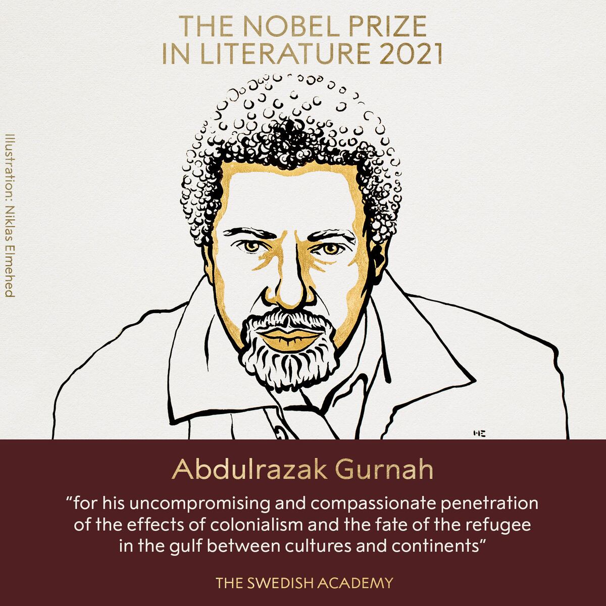Abdulrazak Gurnah fue elegido por la academia sueca para recibir la mayor distinción de la literatura universal. (Twitter).
