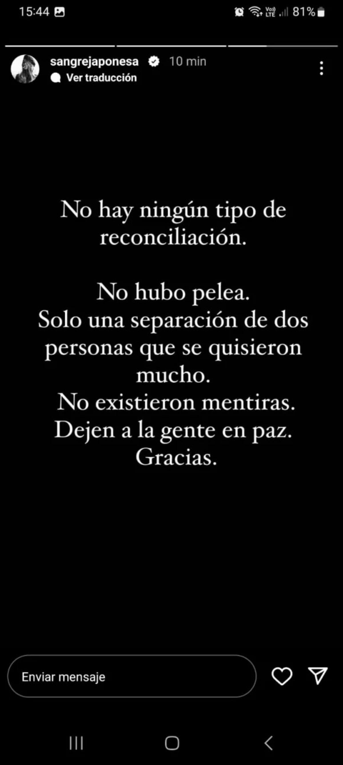 La historia de la China Suárez desmintiendo la reconciliación con Rusherking.