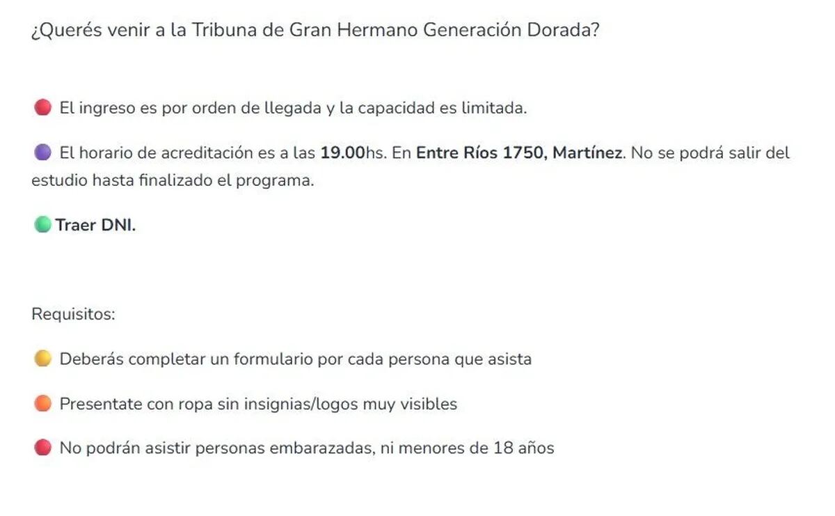 Para sumarte a la tribuna de Gran Hermano tenés que llenar un formulario online.