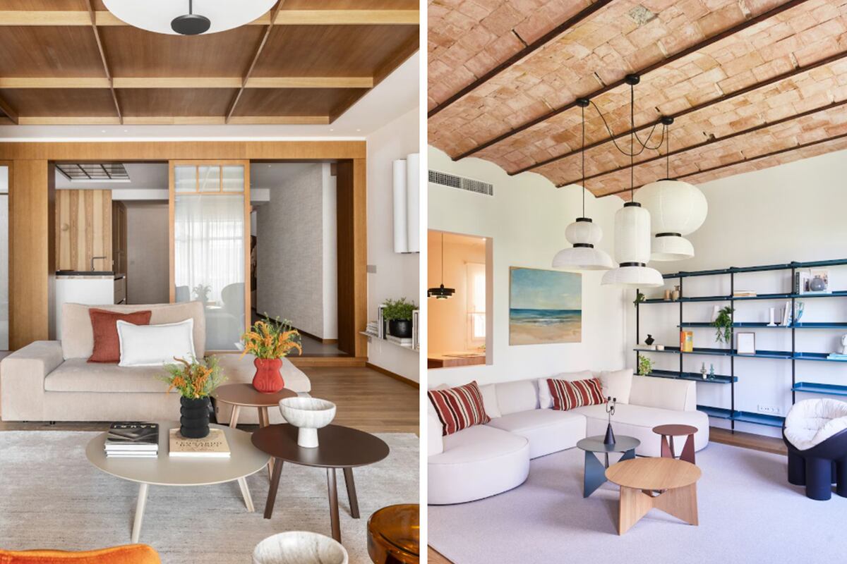 Los techos de madera y las bóvedas catalanas están de moda en 2025. Pinterest.