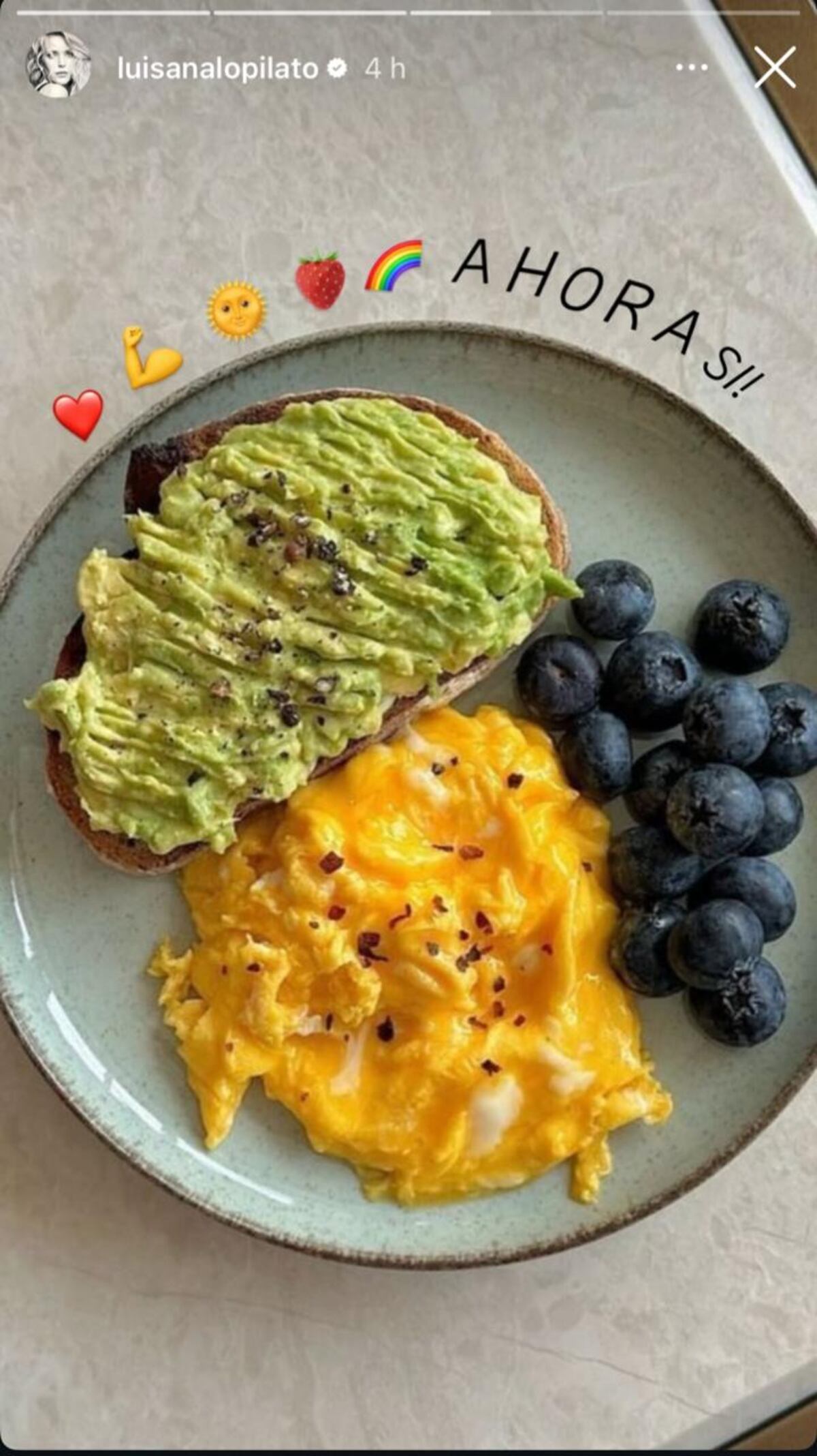 La actriz compartió su desayuno favorito.