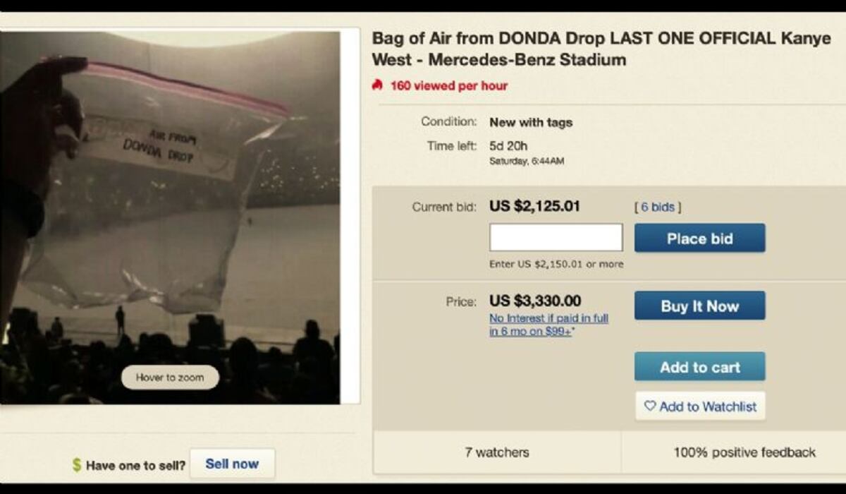 La publicación del fan de Kanye West en eBay.