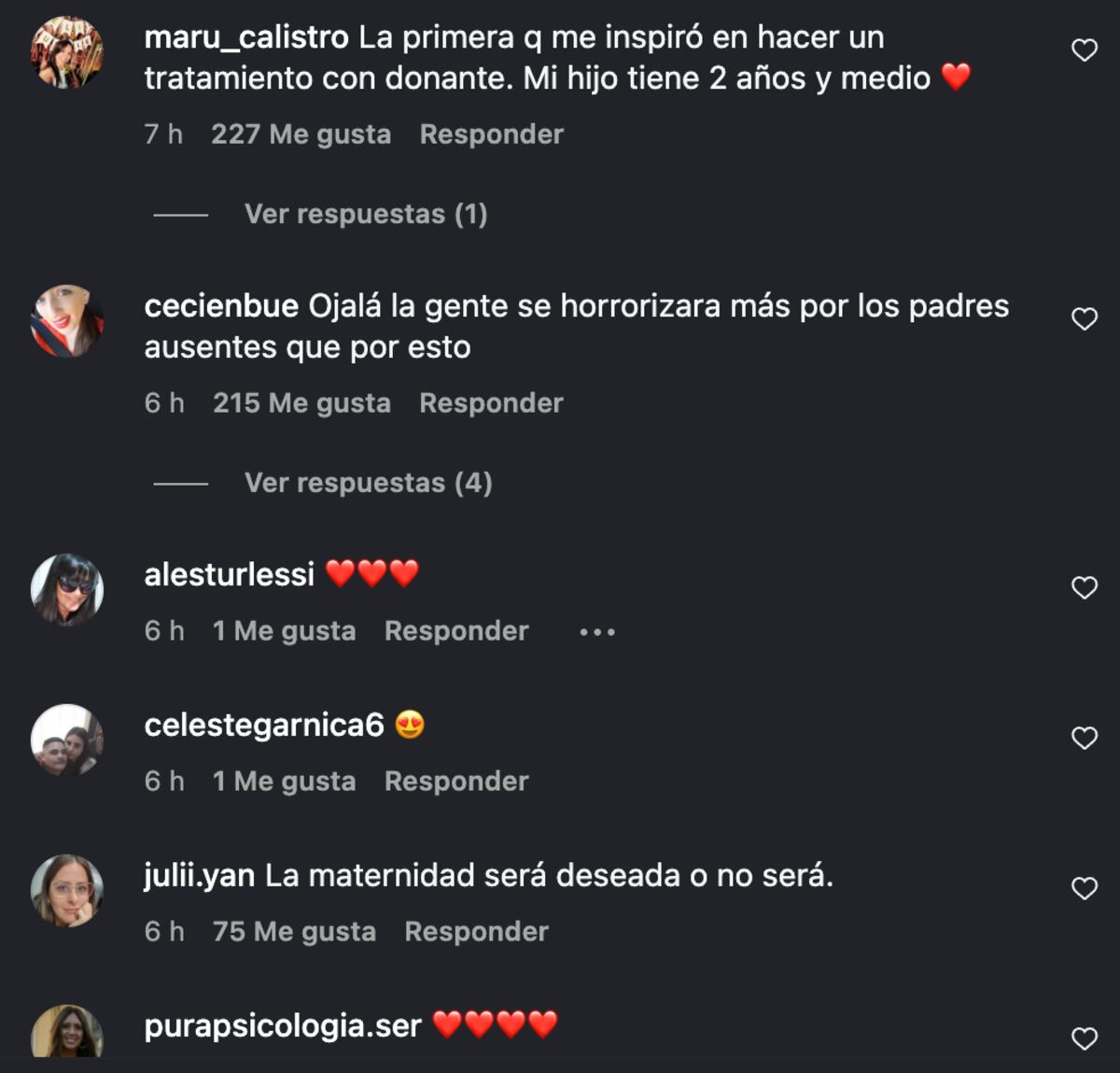 Algunos de los comentarios en la publicación de Juana Repetto en Intagram. (Foto: Captura de pantalla)