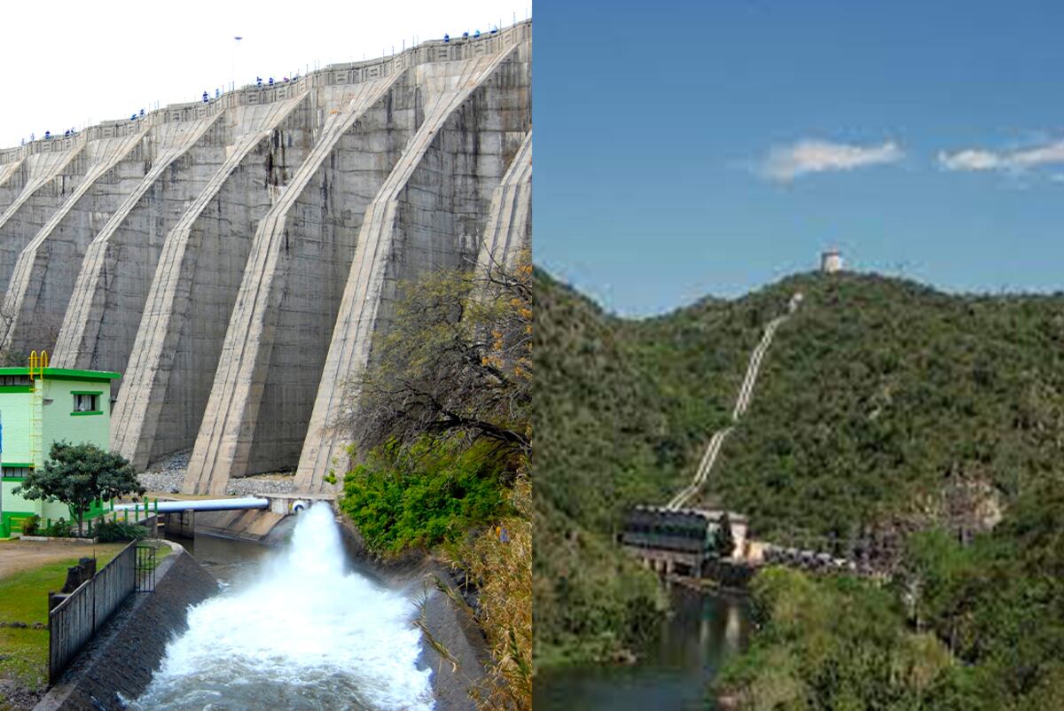 Centrales Cruz del Eje (izquierda) y Los Molinos (derecha). Foto: EPEC / Aguas Cordobesas