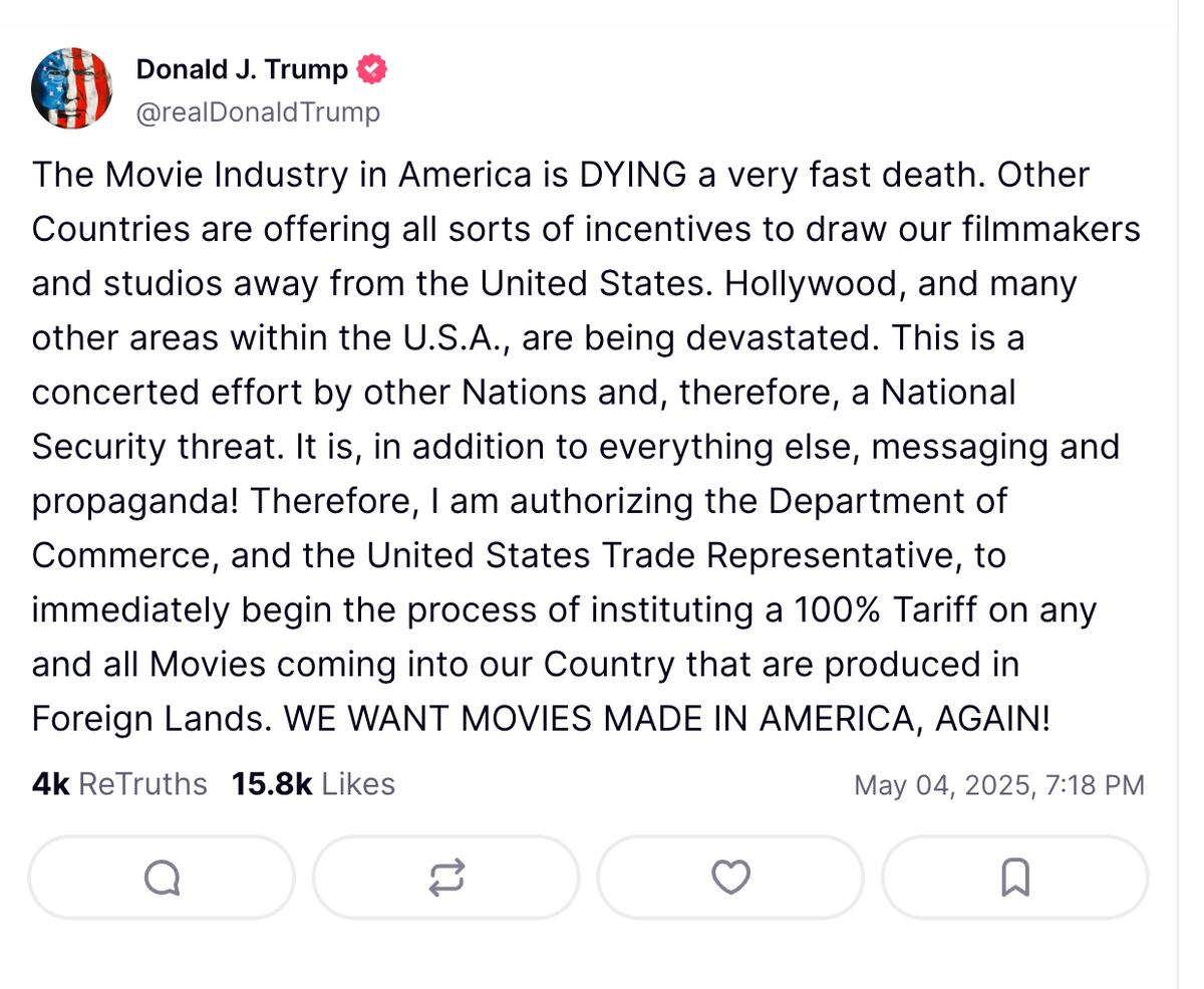 Posteo de Trump en la red "Truth Social"
