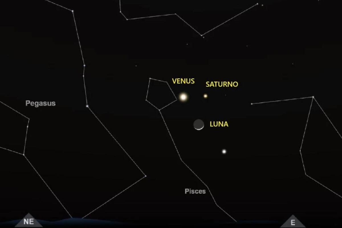 Simulación del cielo de Argentina para el 25/04/25 a las 6.30. (Time and Date)