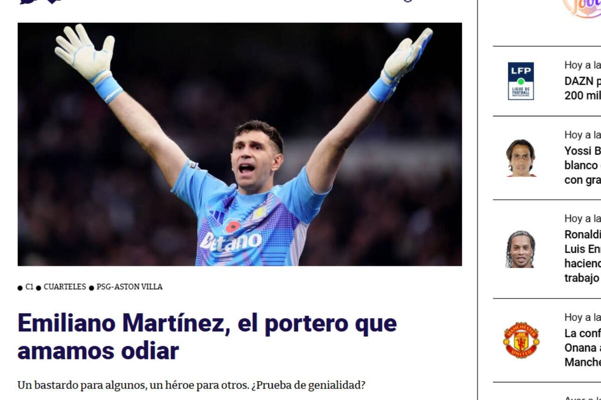 Dibu en las portadas de los medios franceses (Captura)