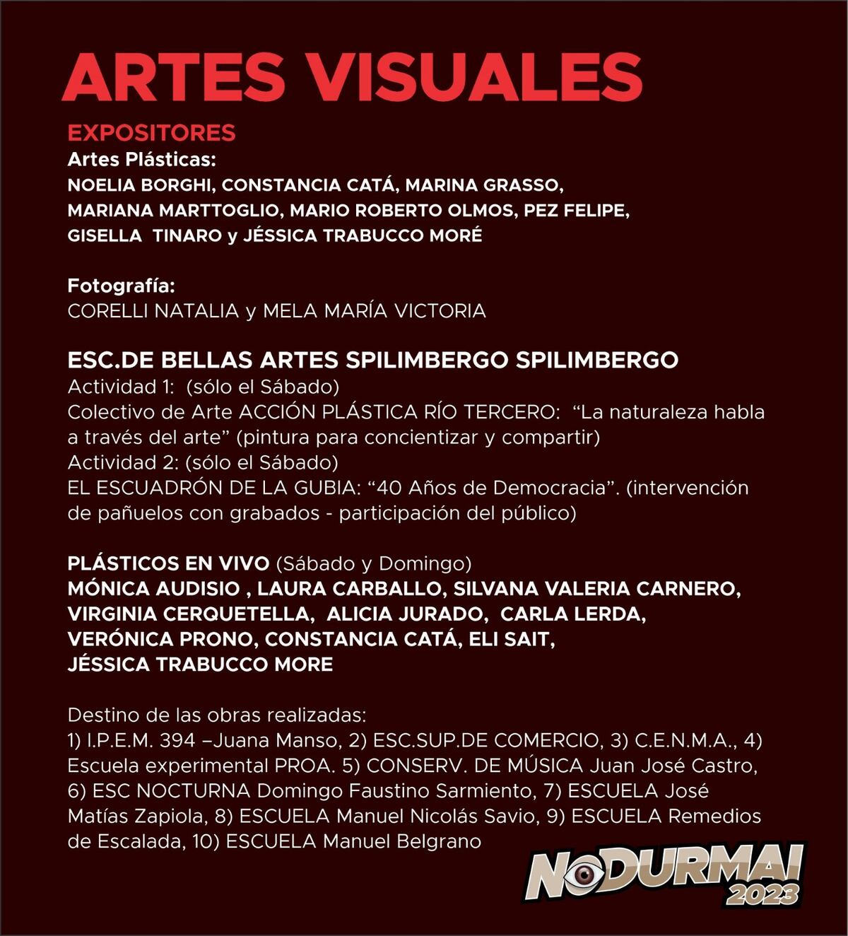 No Durmai. Programación