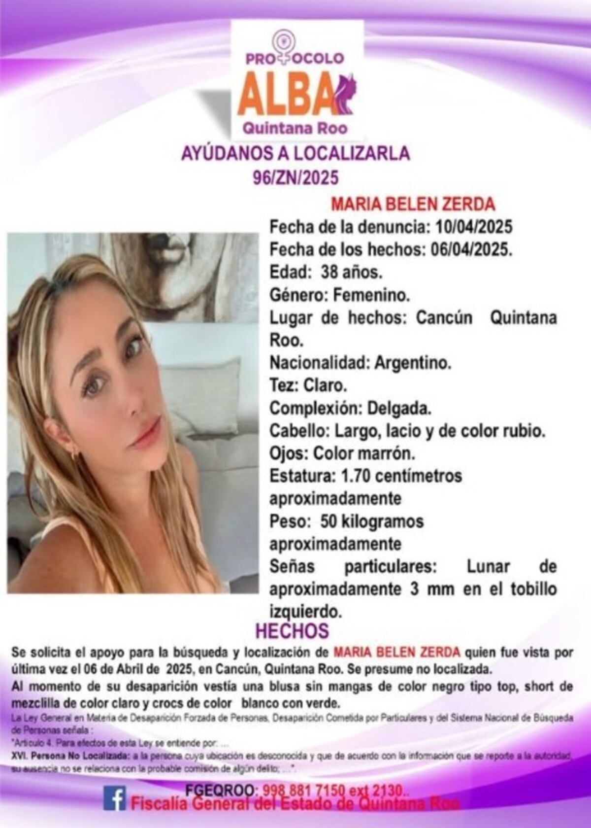 María Belén Zerda. La argentina buscada en México.