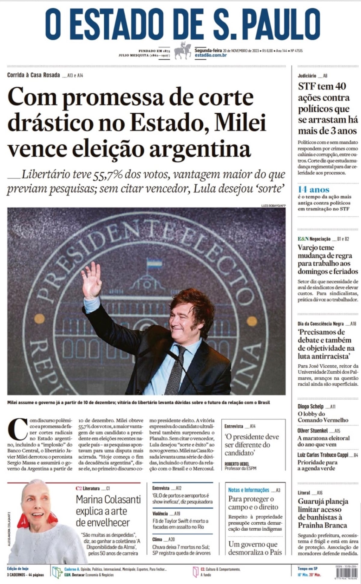 Las tapas de diarios con el triunfo de Milei.