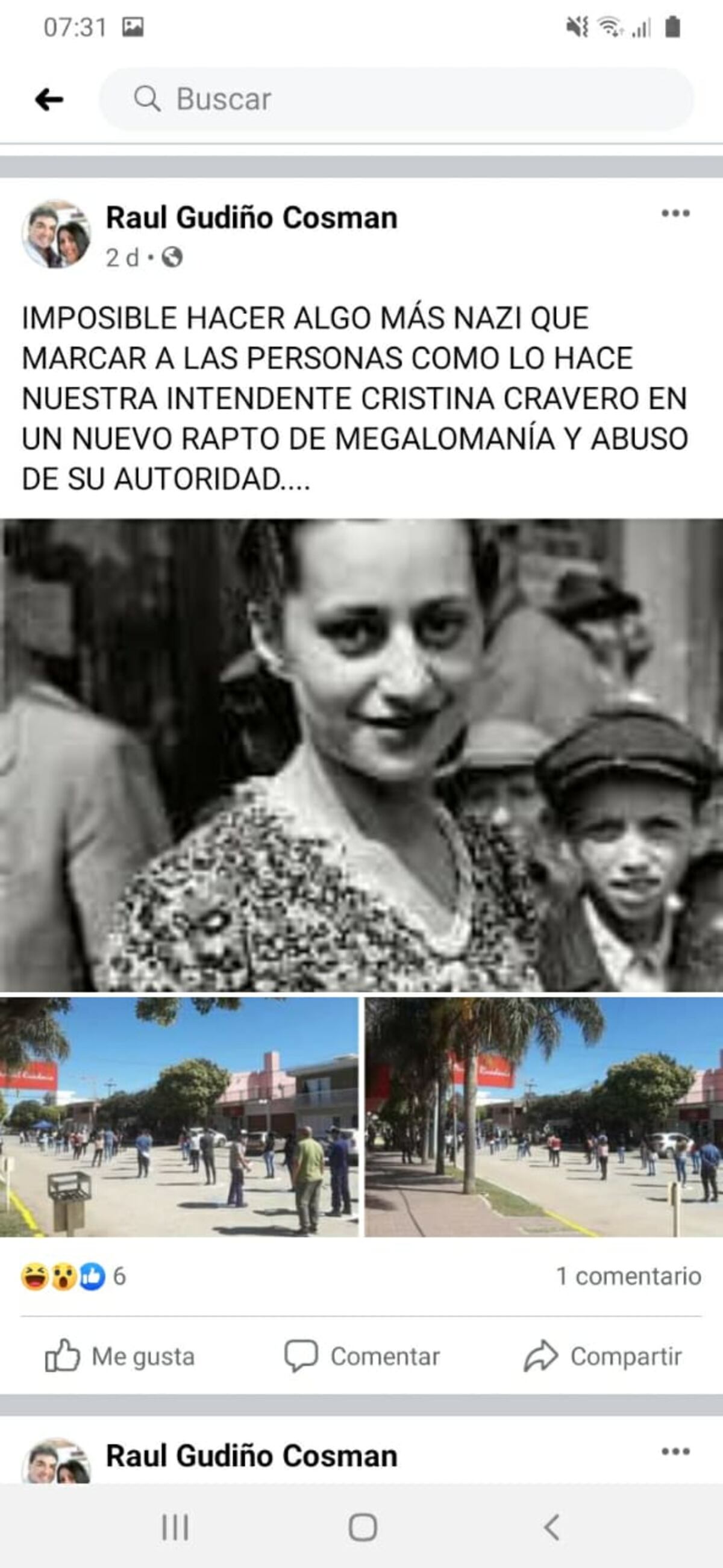 Posteo contra la intendenta de Río Primero, Cristina Cravero
