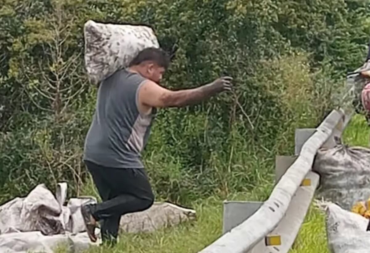 Saqueo. Así se llevaban las papas los vecinos de Baradero. (Gentileza: TN)