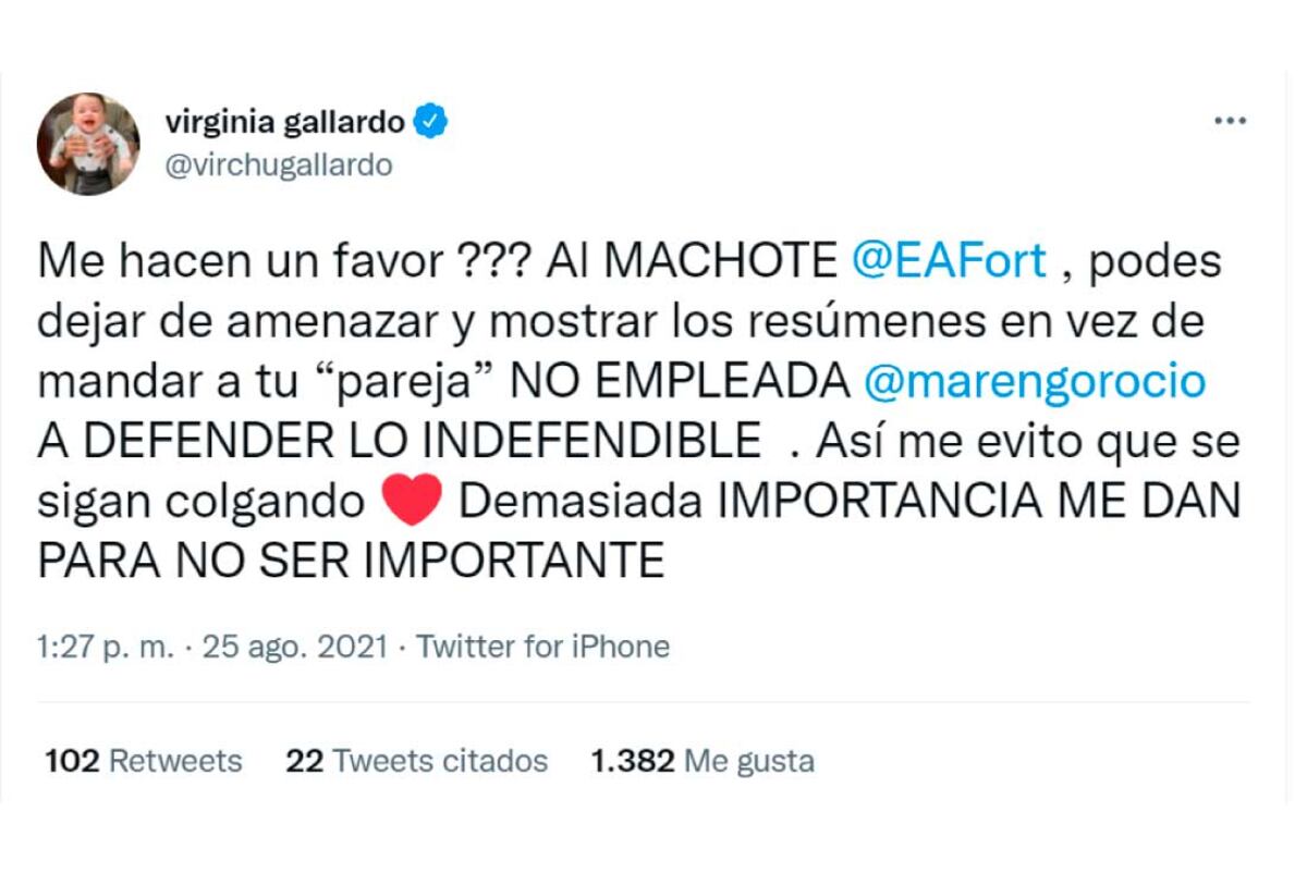 (Twitter Virginia Gallardo)