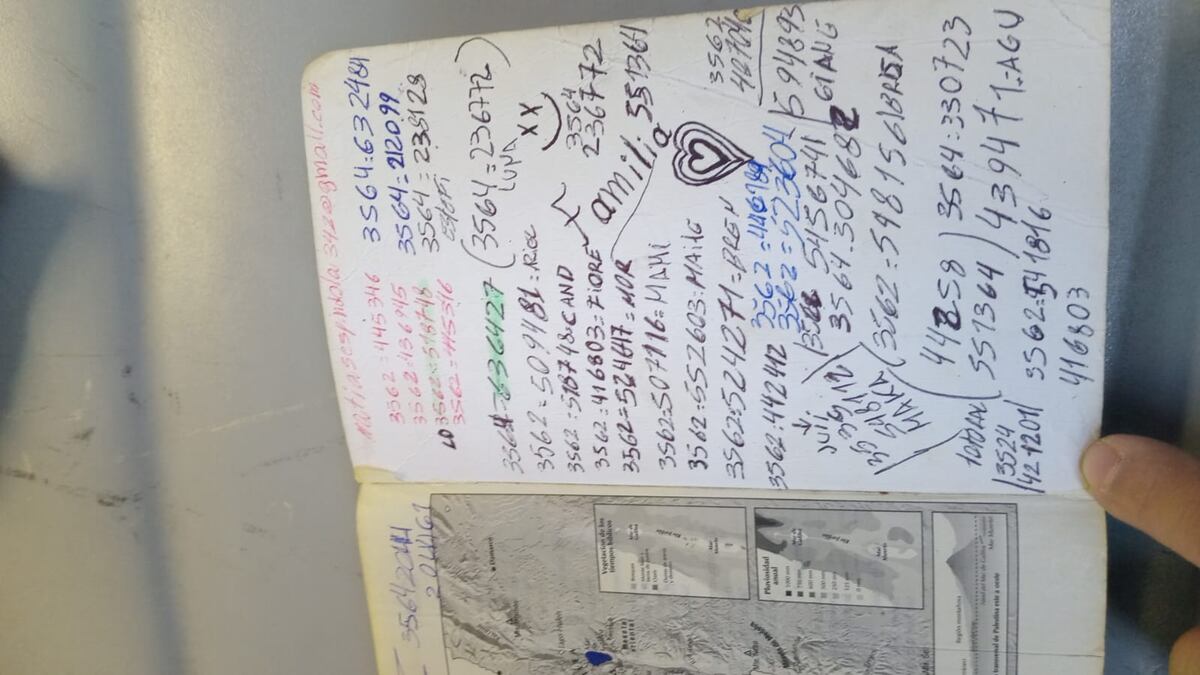 El sujeto tenía guardado en una biblia varios números de CBU, billeteras virtuales y cuentas bancarias. (Policía de Córdoba)