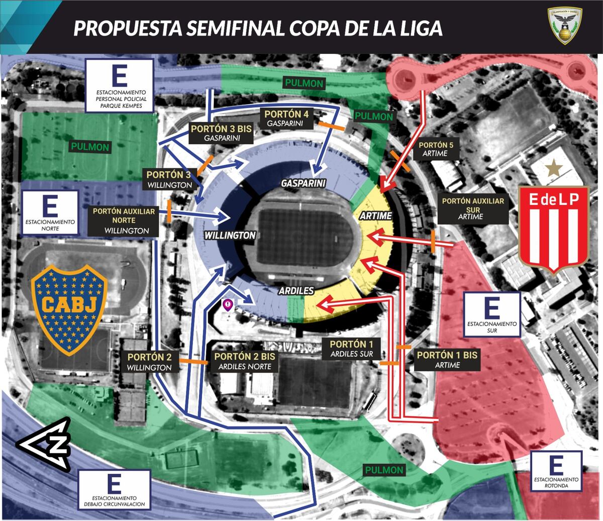 El operativo de Boca -Estudiantes. (Gentileza).