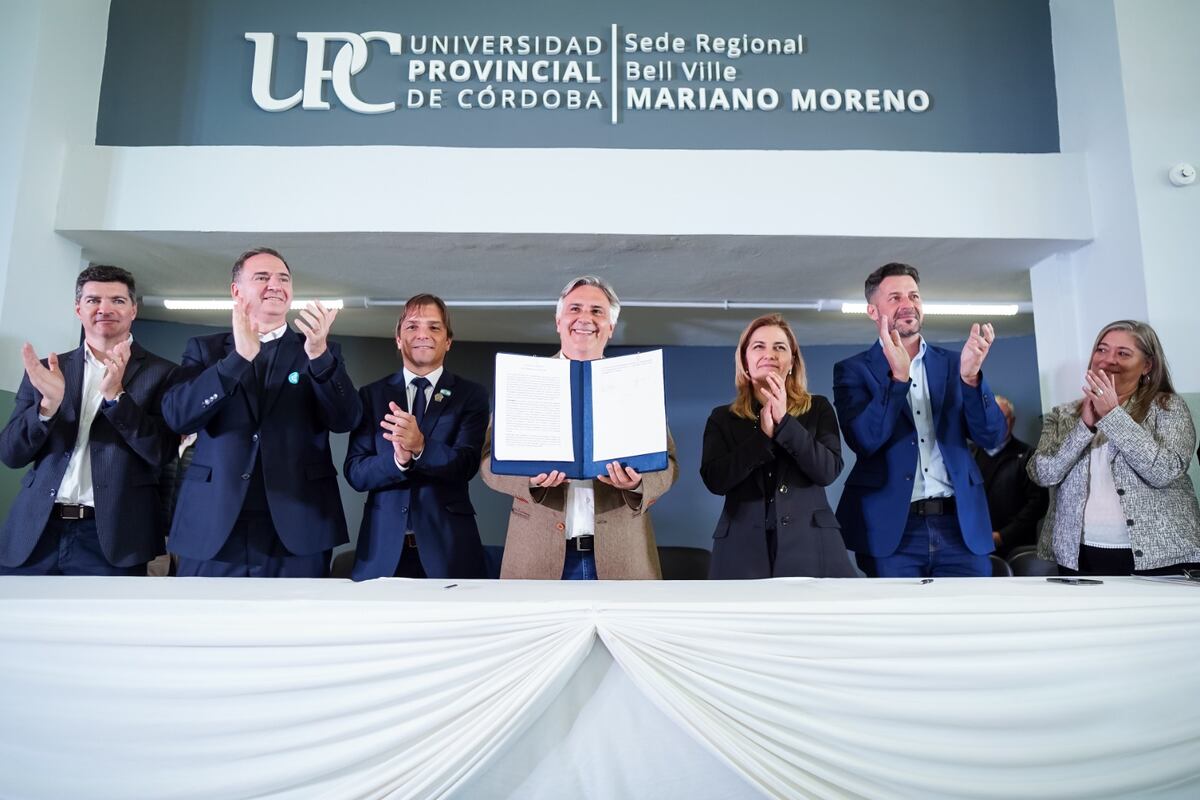 Acto de apertura de la primera sede regional de la Universidad Provincial de Córdoba en Bell Ville en mayo de 2024. (Gobierno de Córdoba)