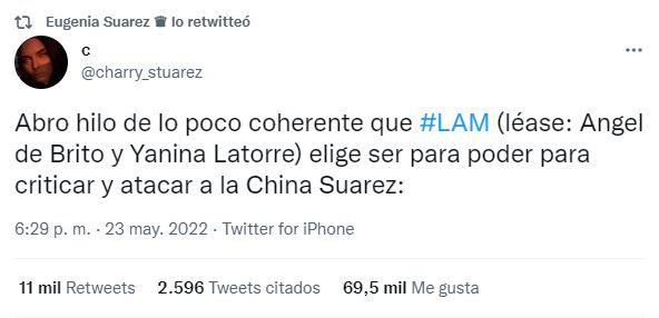 Twitter de China Suárez