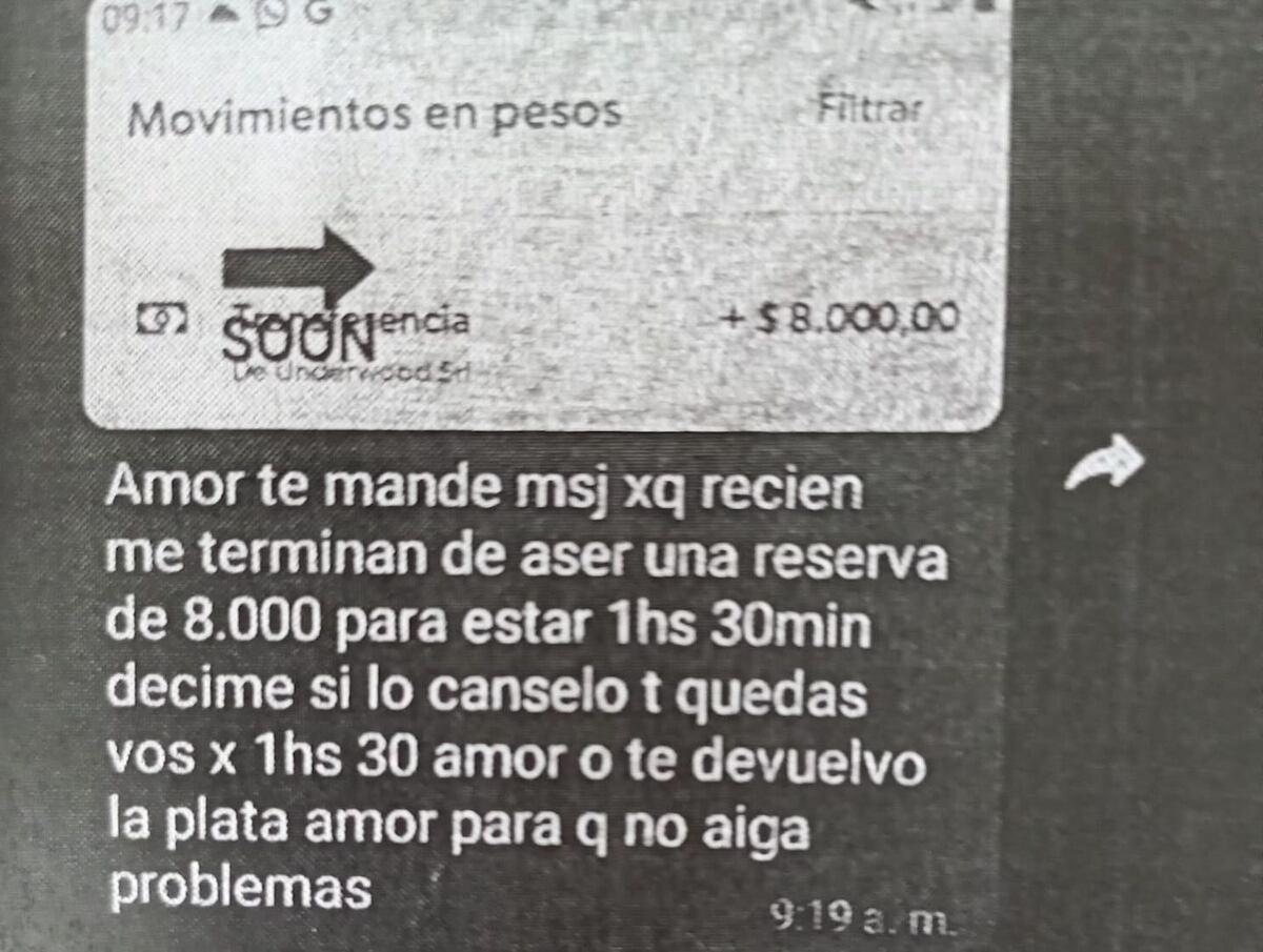 Los chats con los que una mujer engañó en extorsionó a un hombre cuando pactaban una cita sexual.
