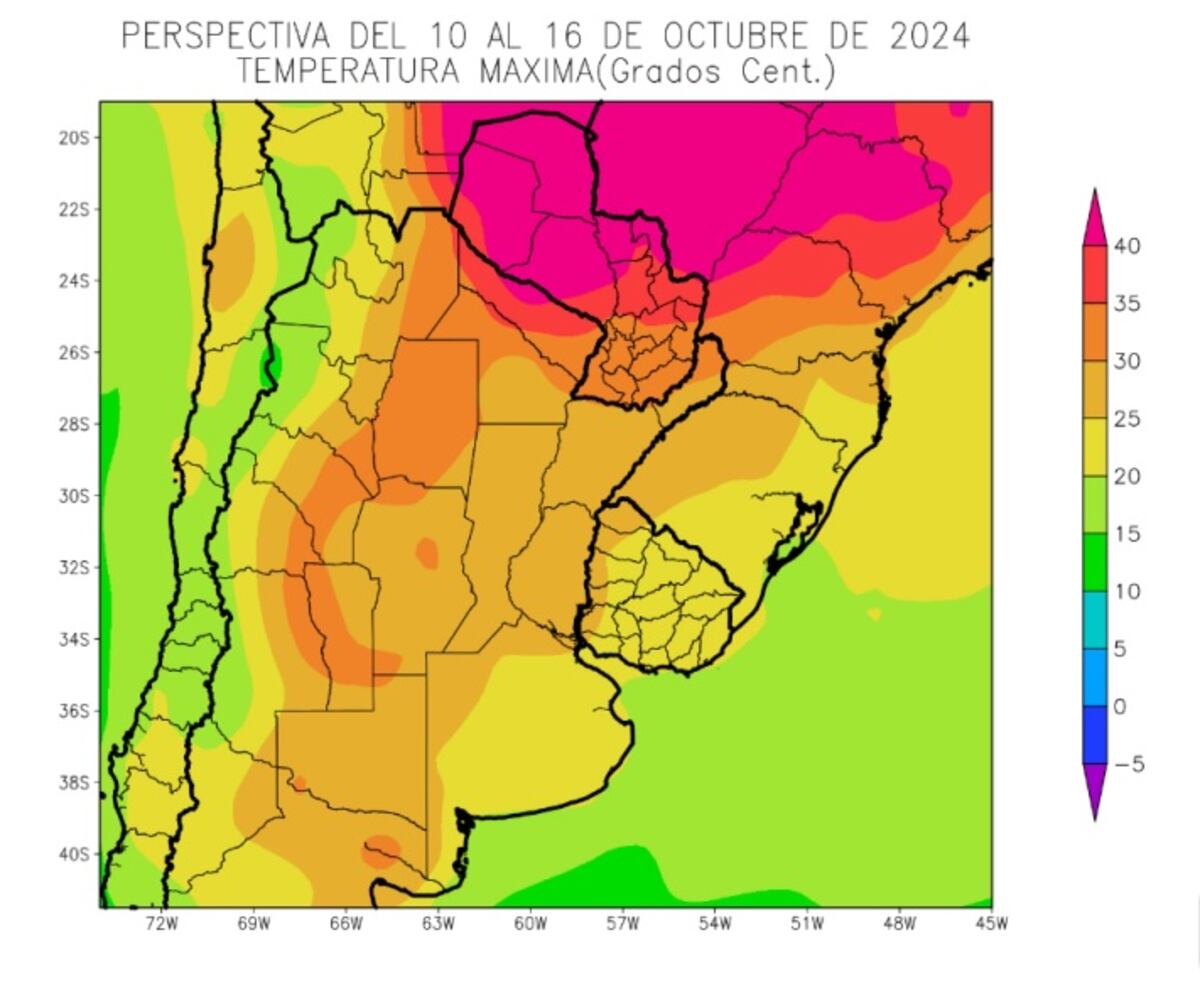 Perspectiva climática: 10 al 16 de octubre. (Bolsa de Cereales de Buenos Aires)
