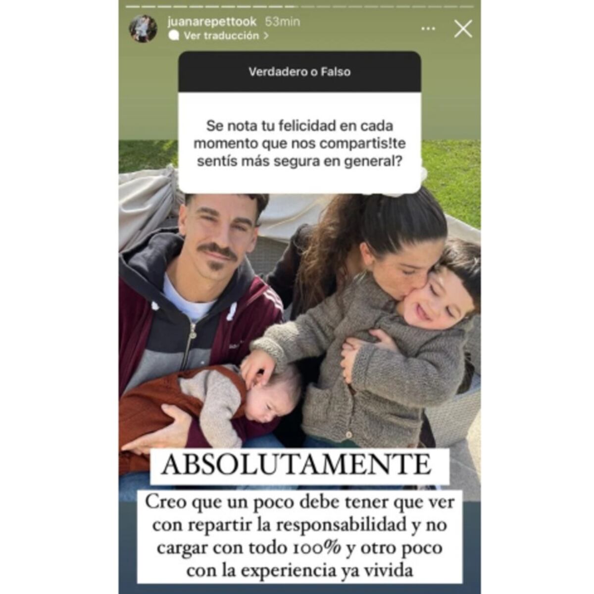 El posteo de Juana Repetto. (Instagram)