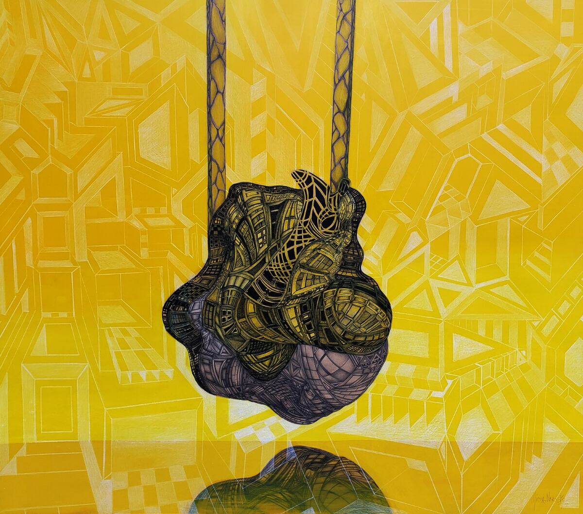 "Interpelando lo ilusorio con reflejo", obra de Mirta Narosky que expone en el Caraffa. (Museo Emilio Caraffa)