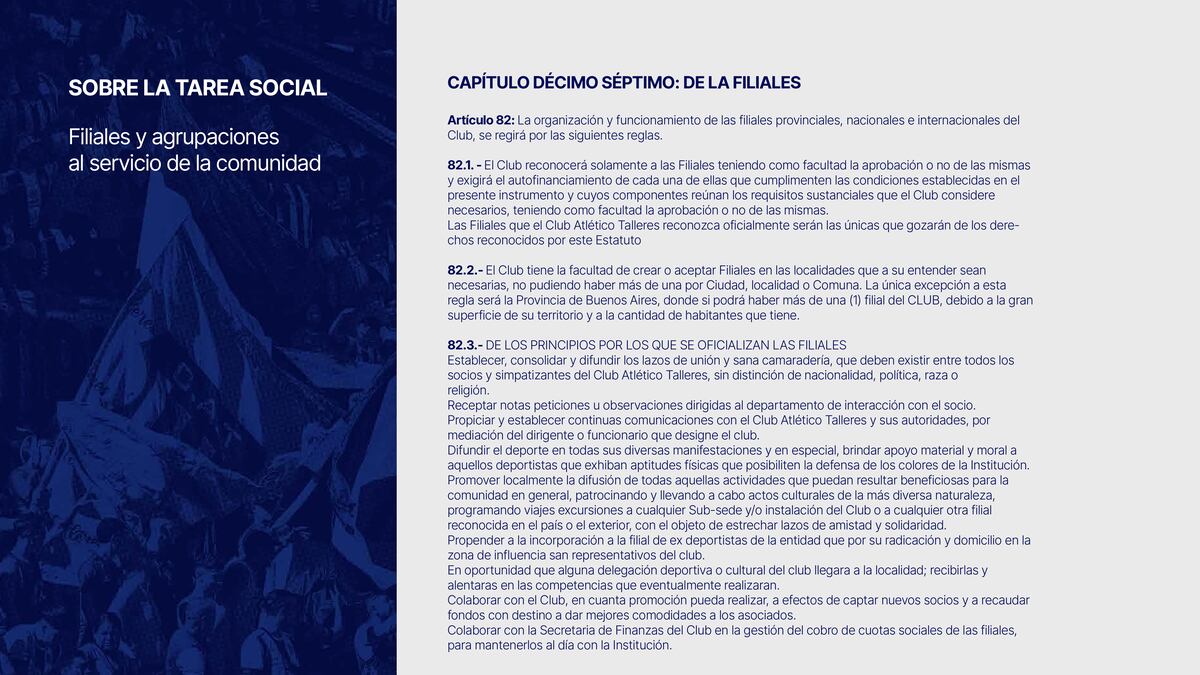 La modernización del estatuto de Talleres.
