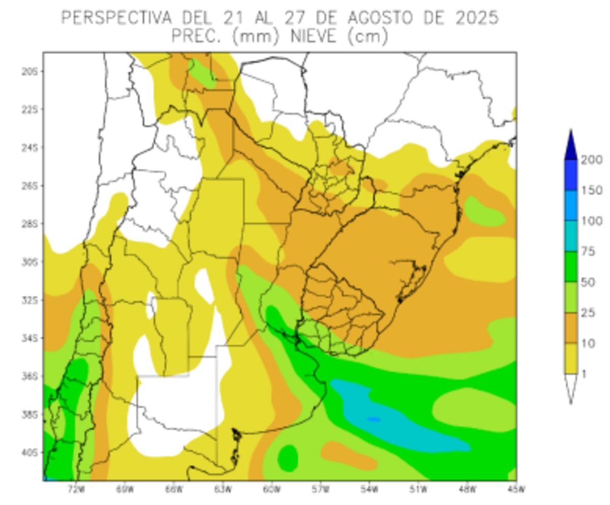 CLIMA. Perspectiva Climática del 21 al 27 de agosto, precipitaciones. (BCCR)