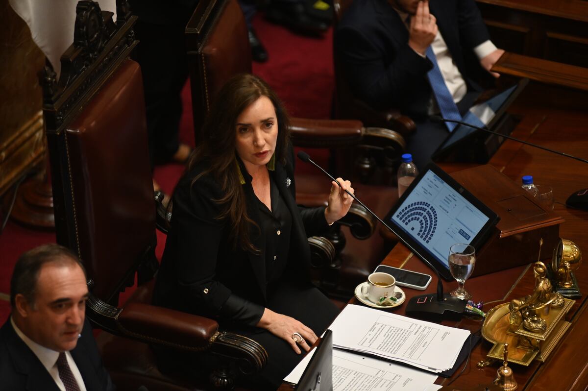Victoria Villarruel, este jueves en el Senado. (Clarín)