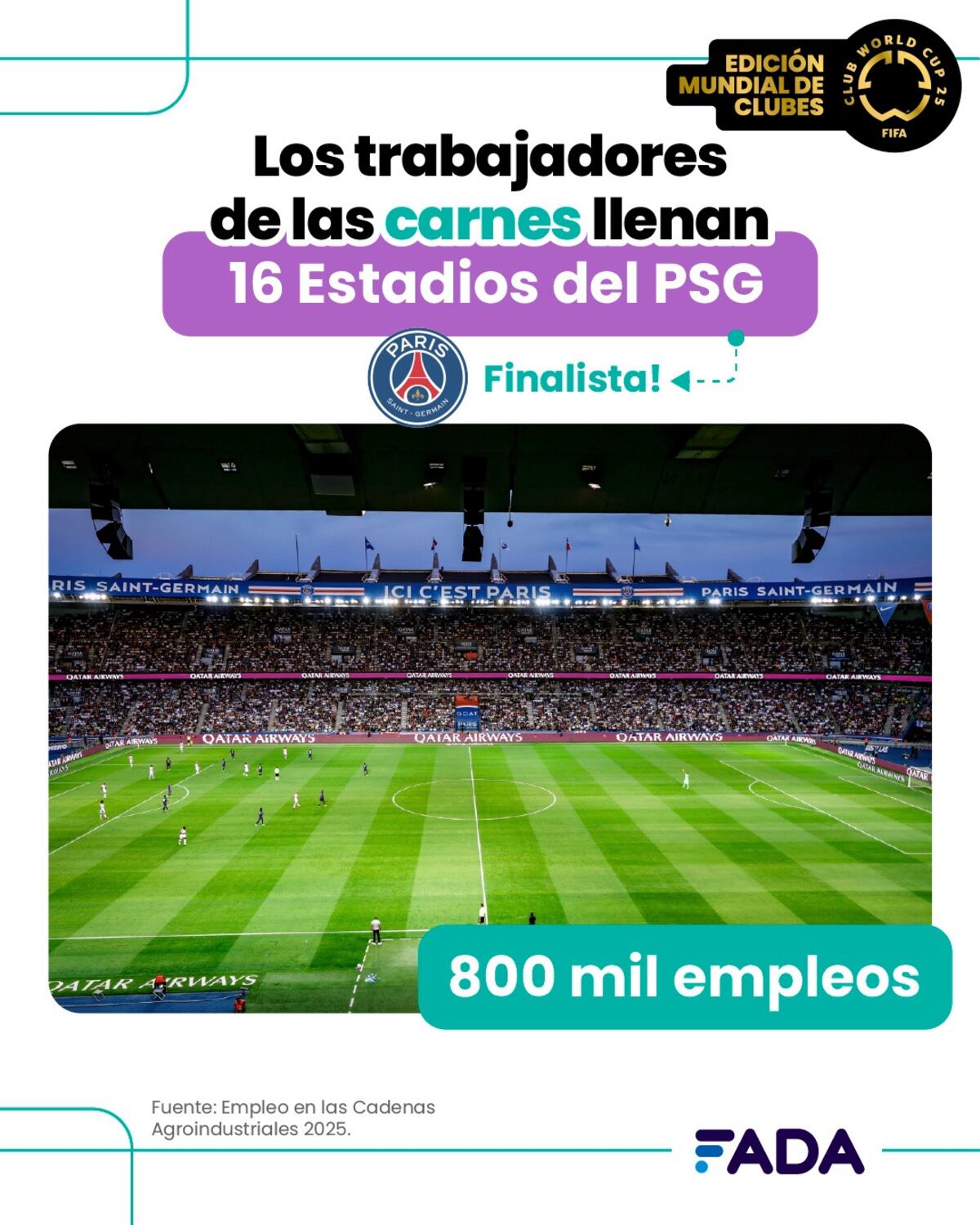 Los trabajadores de la industria de la carne llenan 16 estadios del PSG.