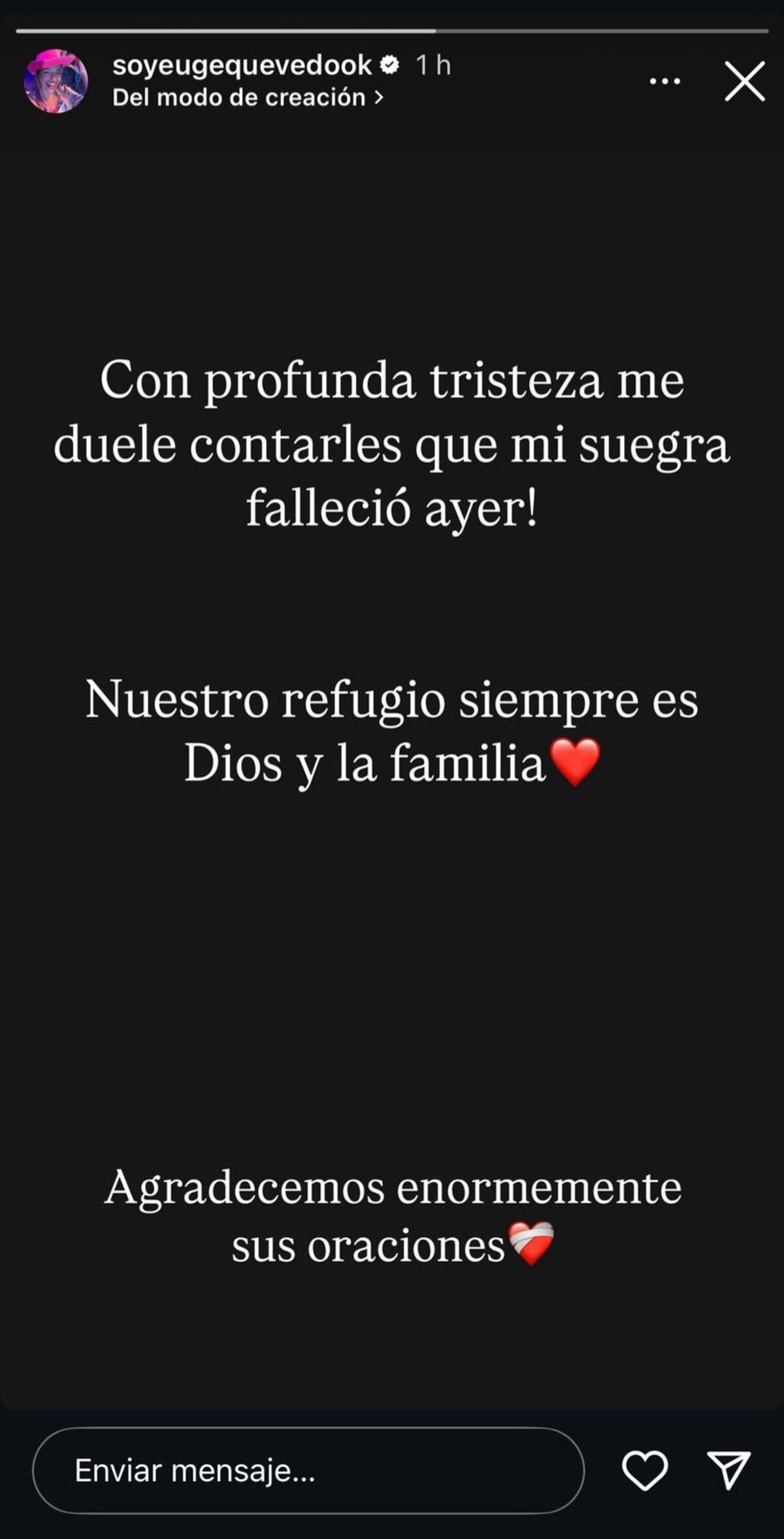 La Euge Quevedo contó el dolor que vive por la muerte de su suegra.