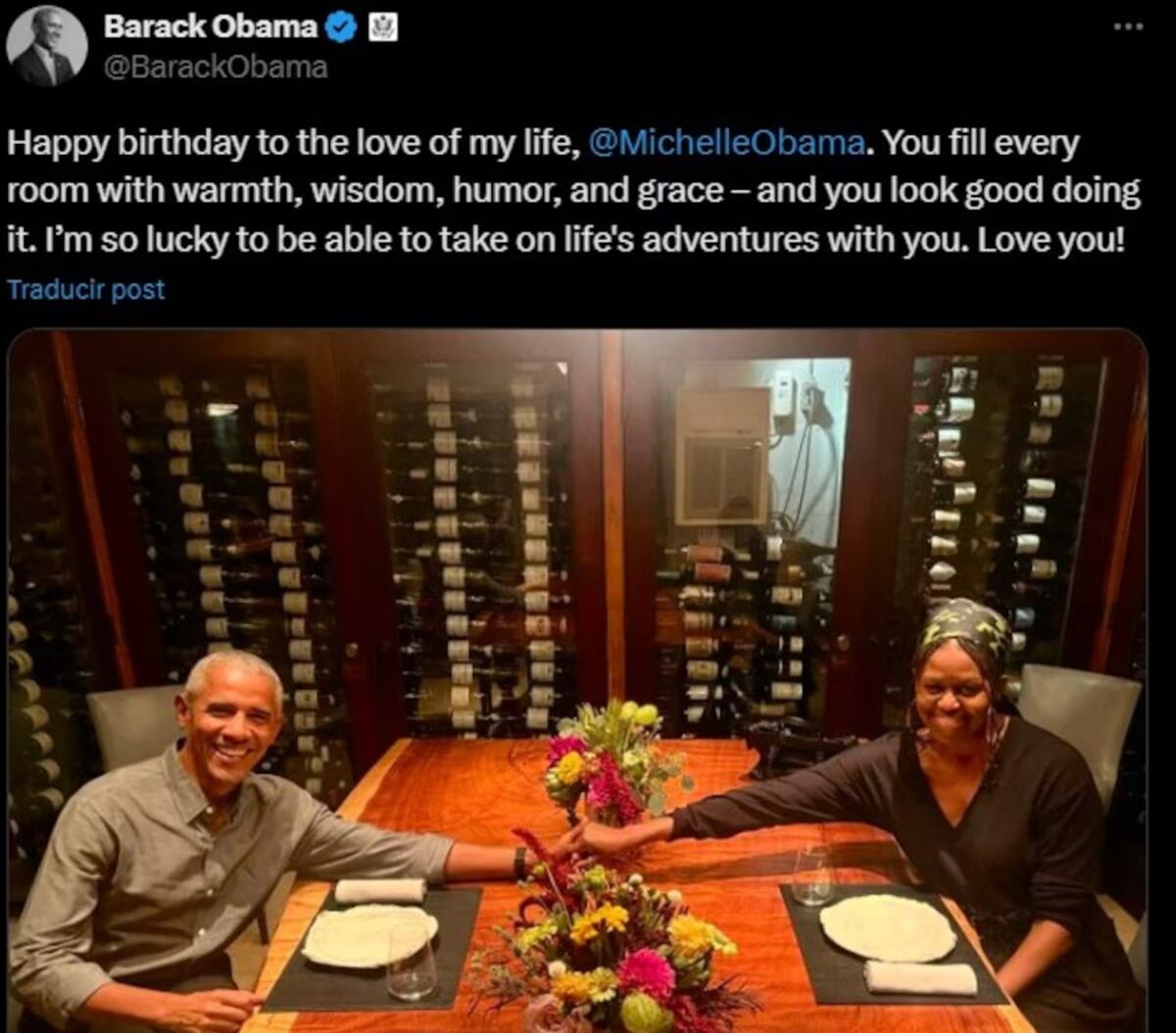 El mensaje de Barack Obama para Michelle en el día de su cumpleaños. (Foto: captura de pantalla)