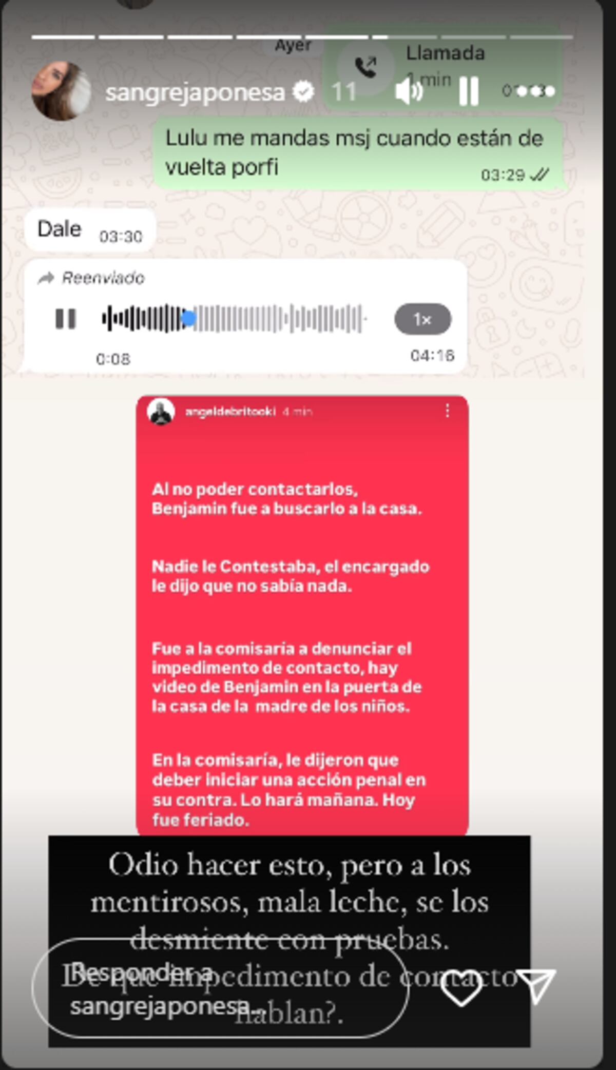 El descargo de la China Suárez contra Ángel de Brito