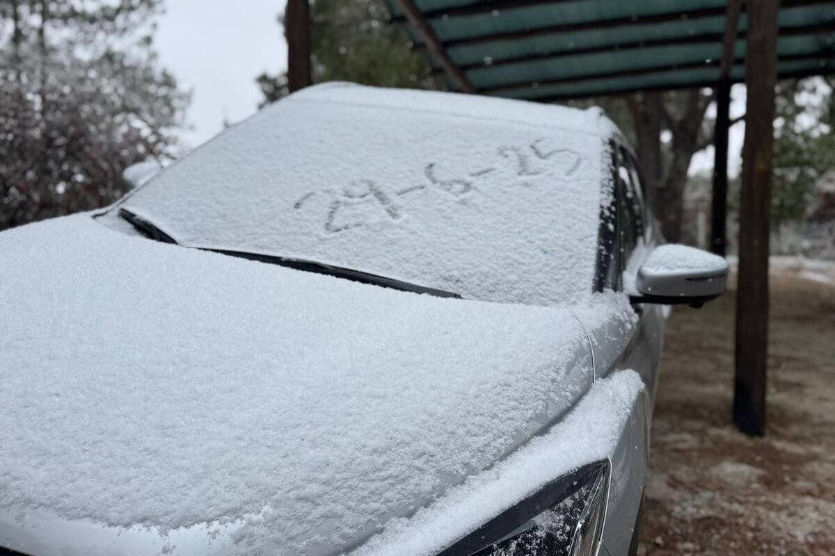 Nieve en La Cumbrecita, este domingo 29 de junio. (La Voz)
