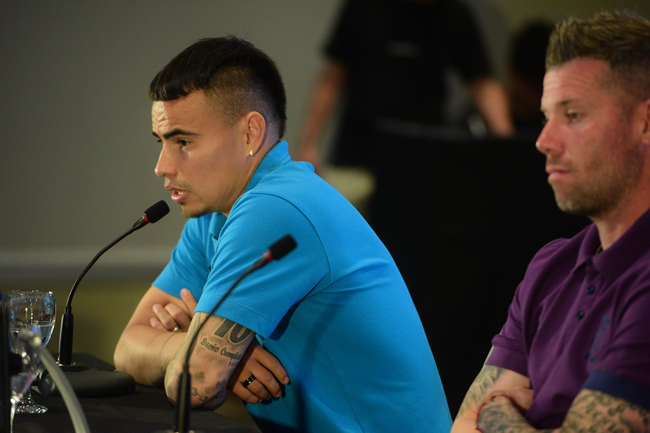 Guido Herrera y Lucas Manuel Zelarayán. Conferencia de prensa clásico Talleres-Belgrano . Foto: José Hernández / La Voz