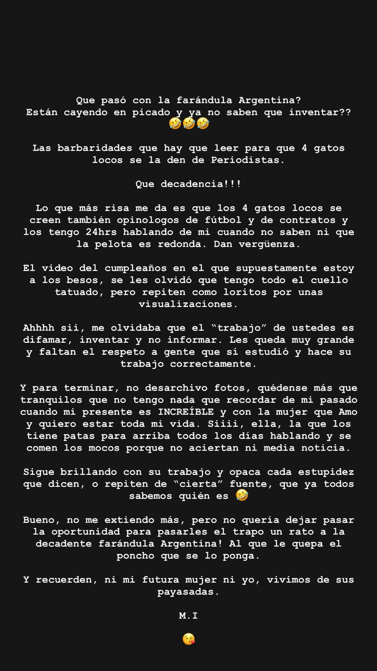 El descargo de Mauro Icardi contra la prensa argentina.