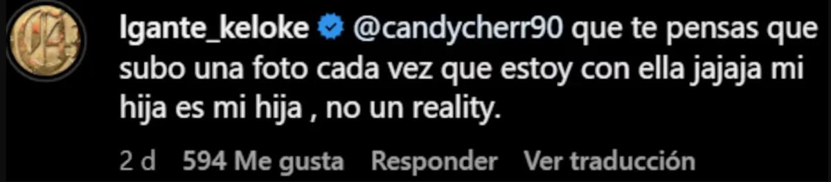 La respuesta de L-Gante a la seguidora que criticó su rol como padre. (Foto: captura de pantalla)