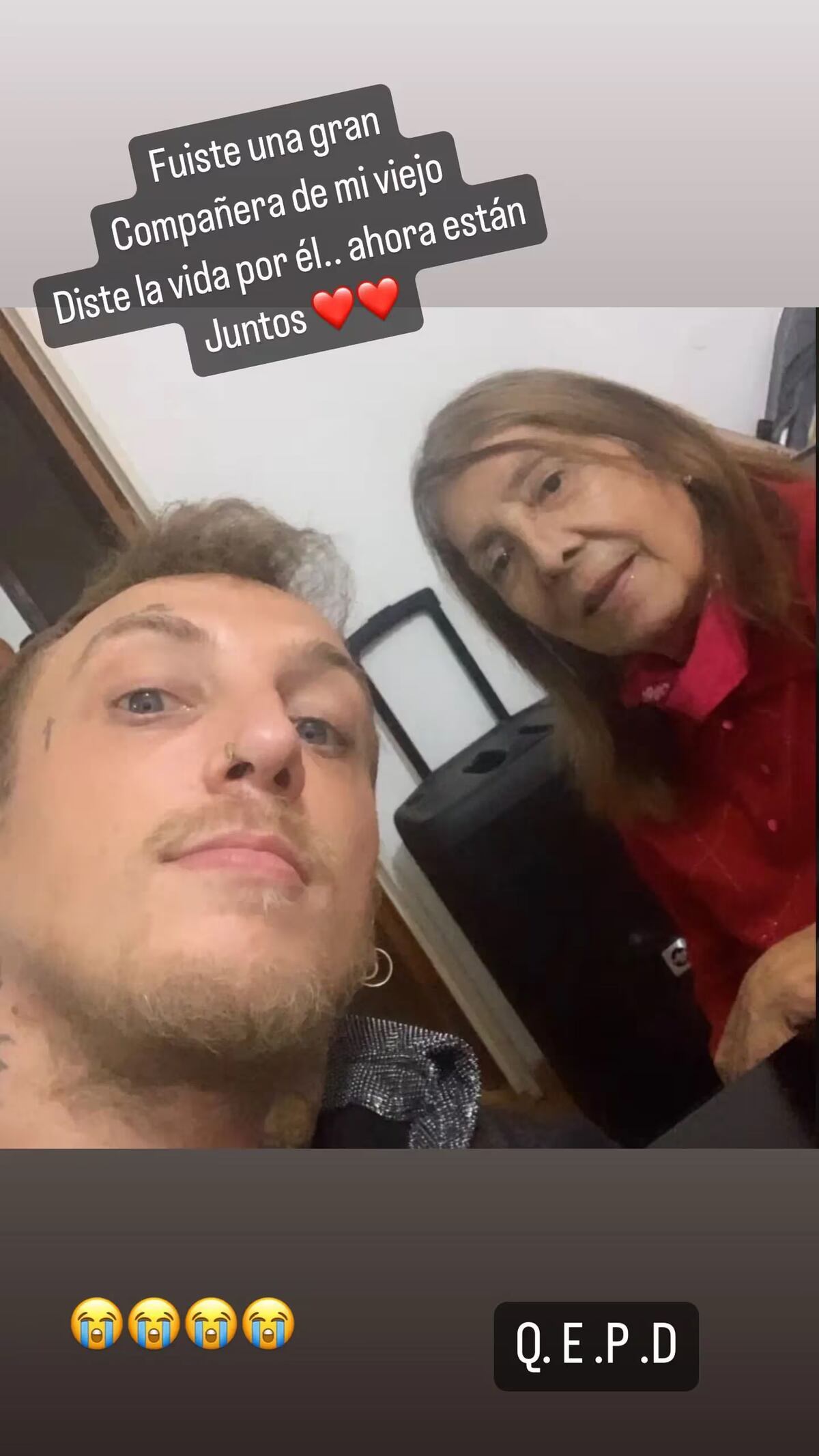 La foto que compartió El Polaco para despedir a la mujer que fue la última pareja que tuvo su padre. (Foto: captura de pantalla)