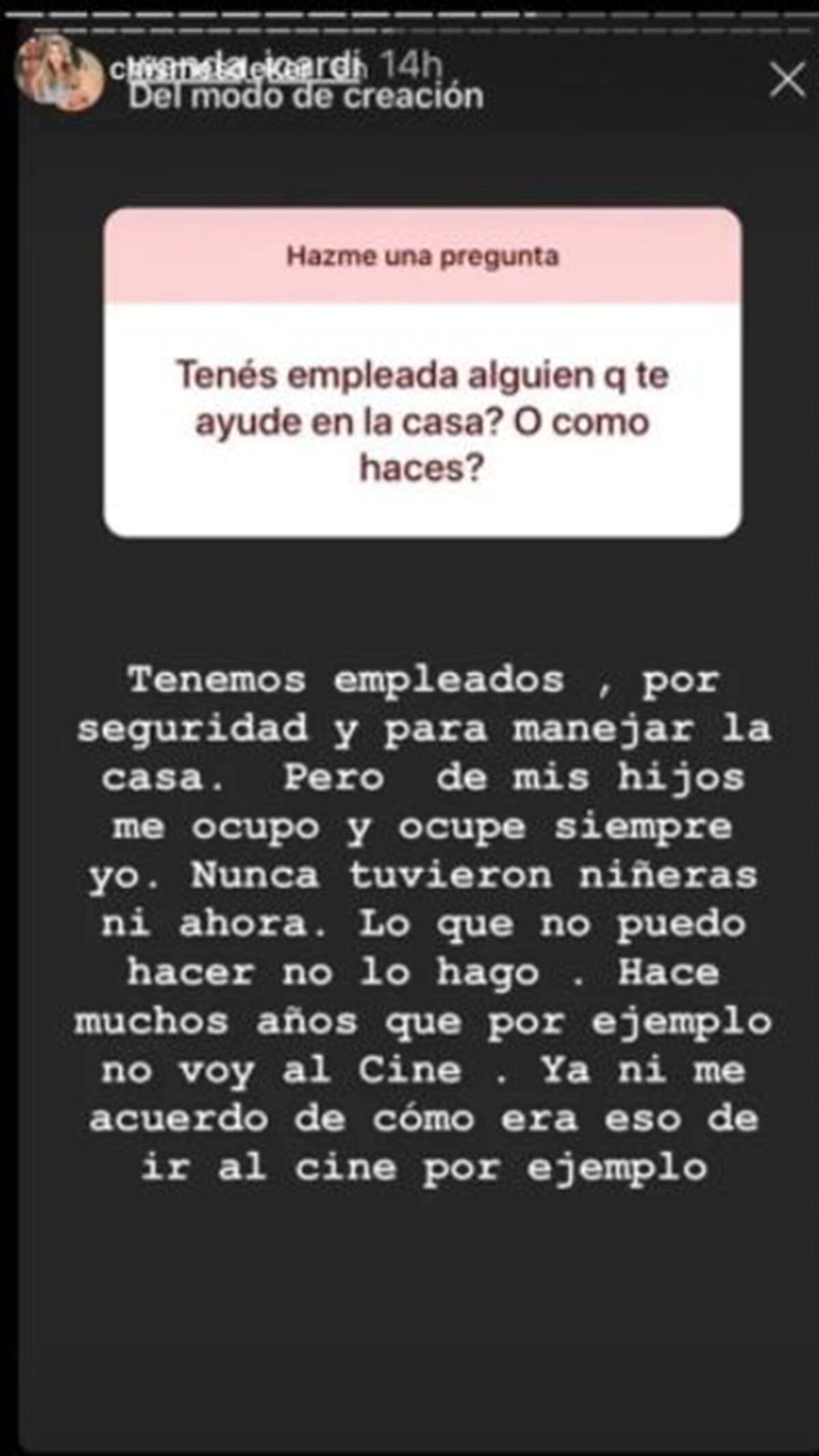 Wanda Nara presentó a su empleada doméstica en Instagram