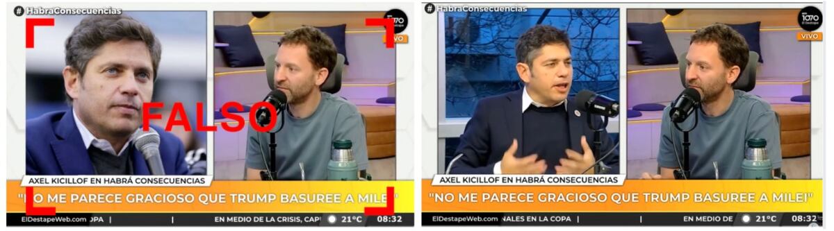 Reverso. A la izquierda, el video viral. A la derecha, la entrevista original.