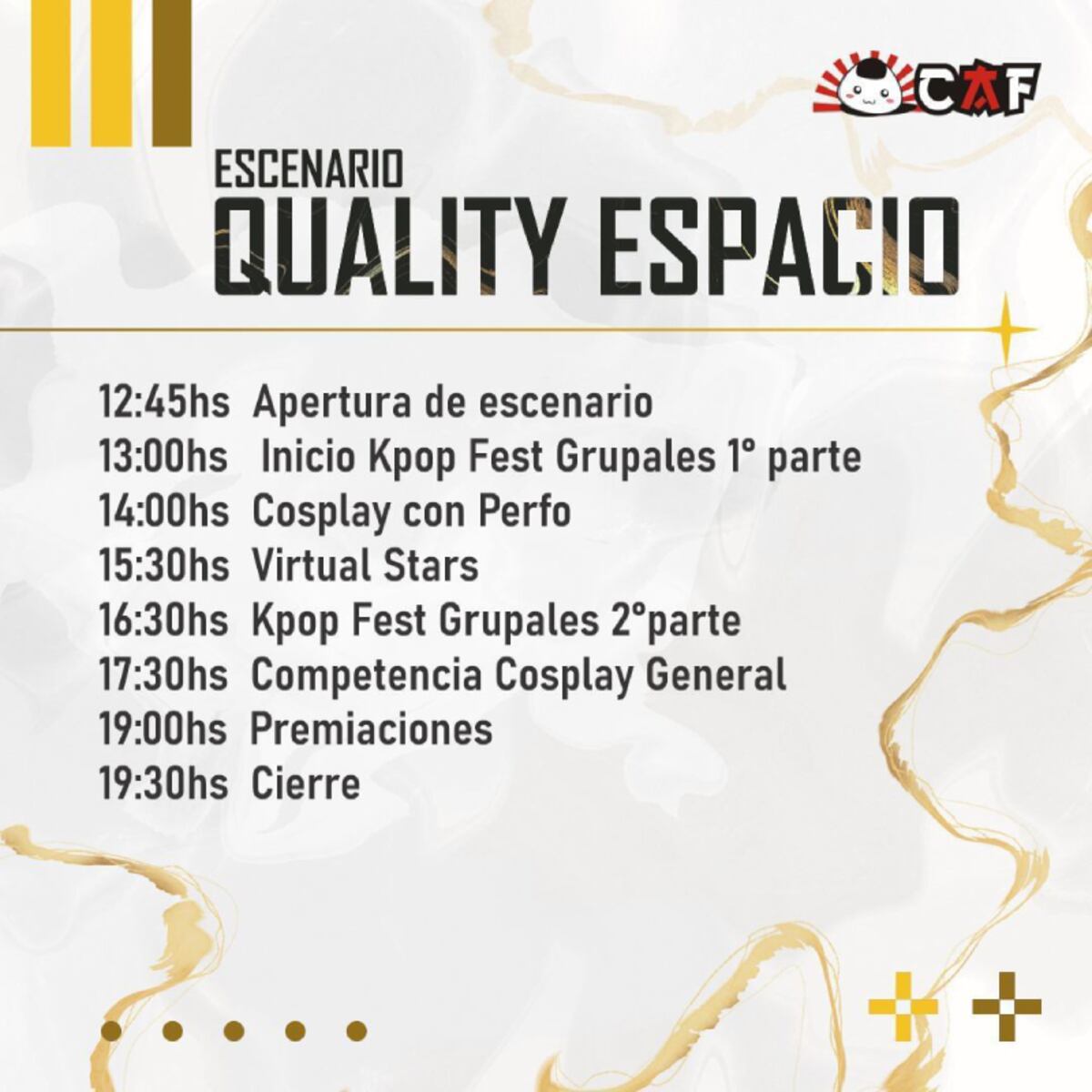 La grilla de la Caf. Para más información ingresar a la cuenta de Instagram @caf.evento.