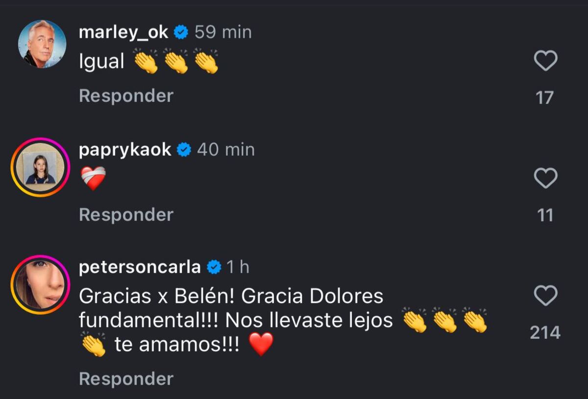 Los comentarios de apoyo y felicitaciones de las figuras argentinas
