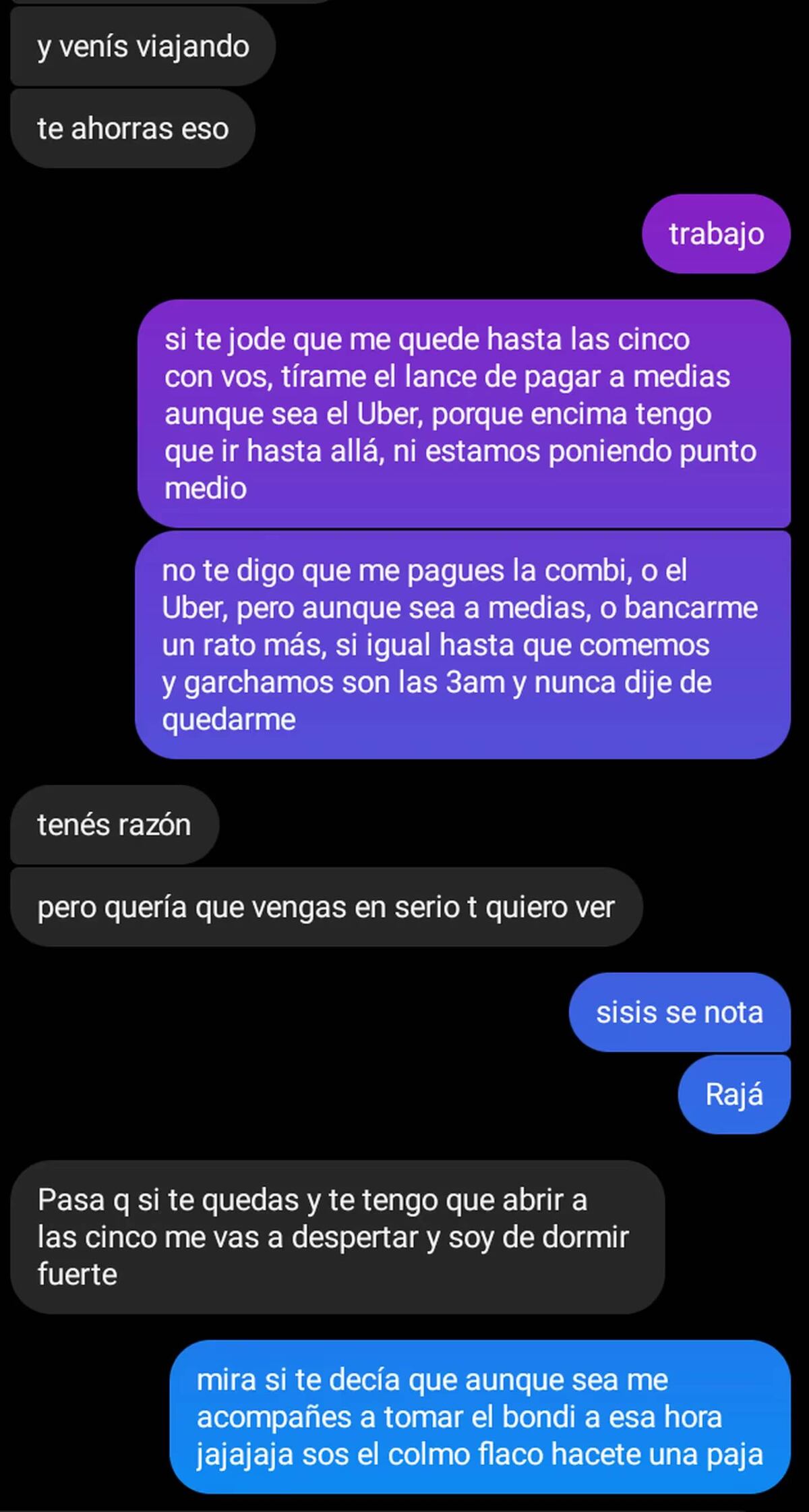 La conversación entre una joven y su cita que se volvió viral por las sucesivas respuestas del caballero.