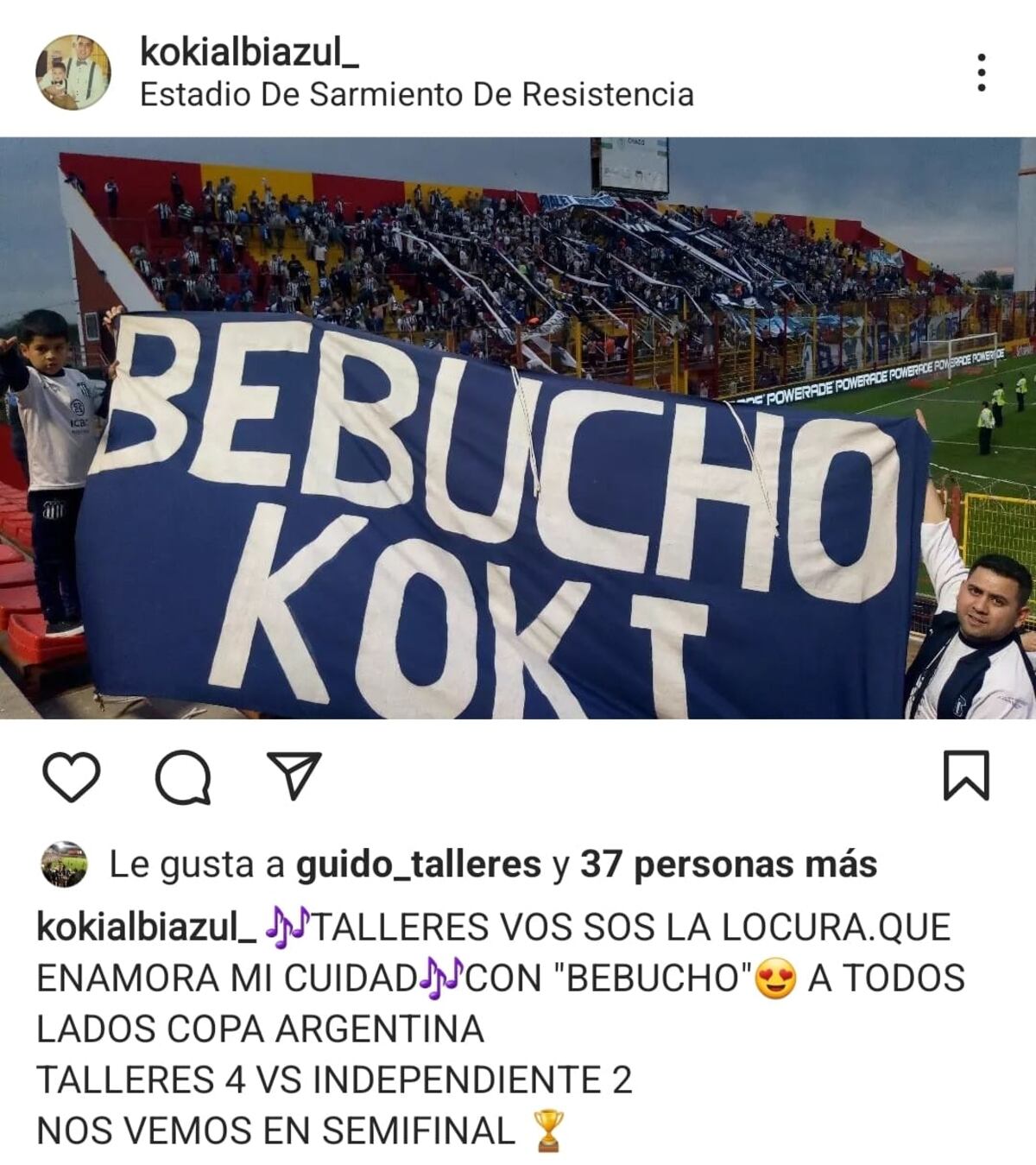 "Koki", el niño que viaja a todos lados a ver a Talleres. Y los posteos de su papá en Instagram.