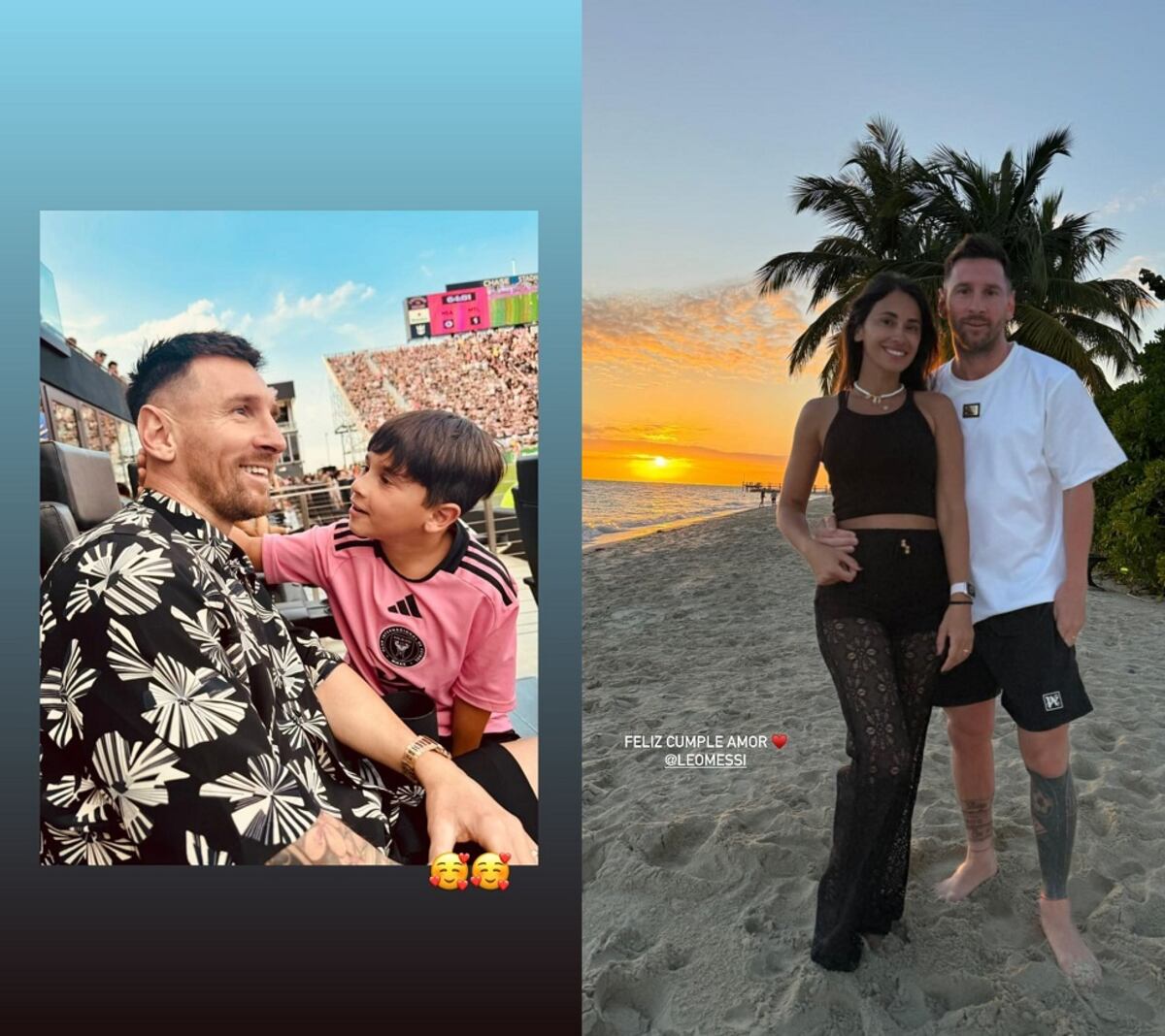 Las fotos que compartió Antonela Roccuzzo por el cumpleaños de Lionel Messi. (Instagram @antonelaroccuzzo).