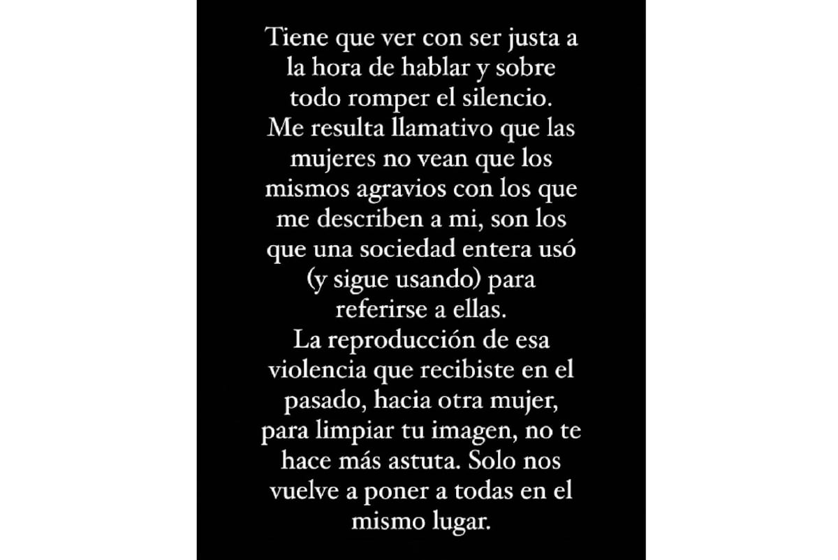El descargo de "la China" Suárez en Instagram.
