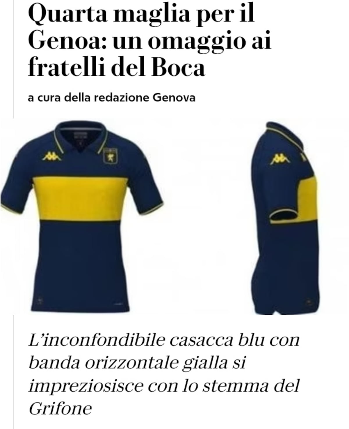 La camiseta que sacaría el Genoa por Boca (Prensa)