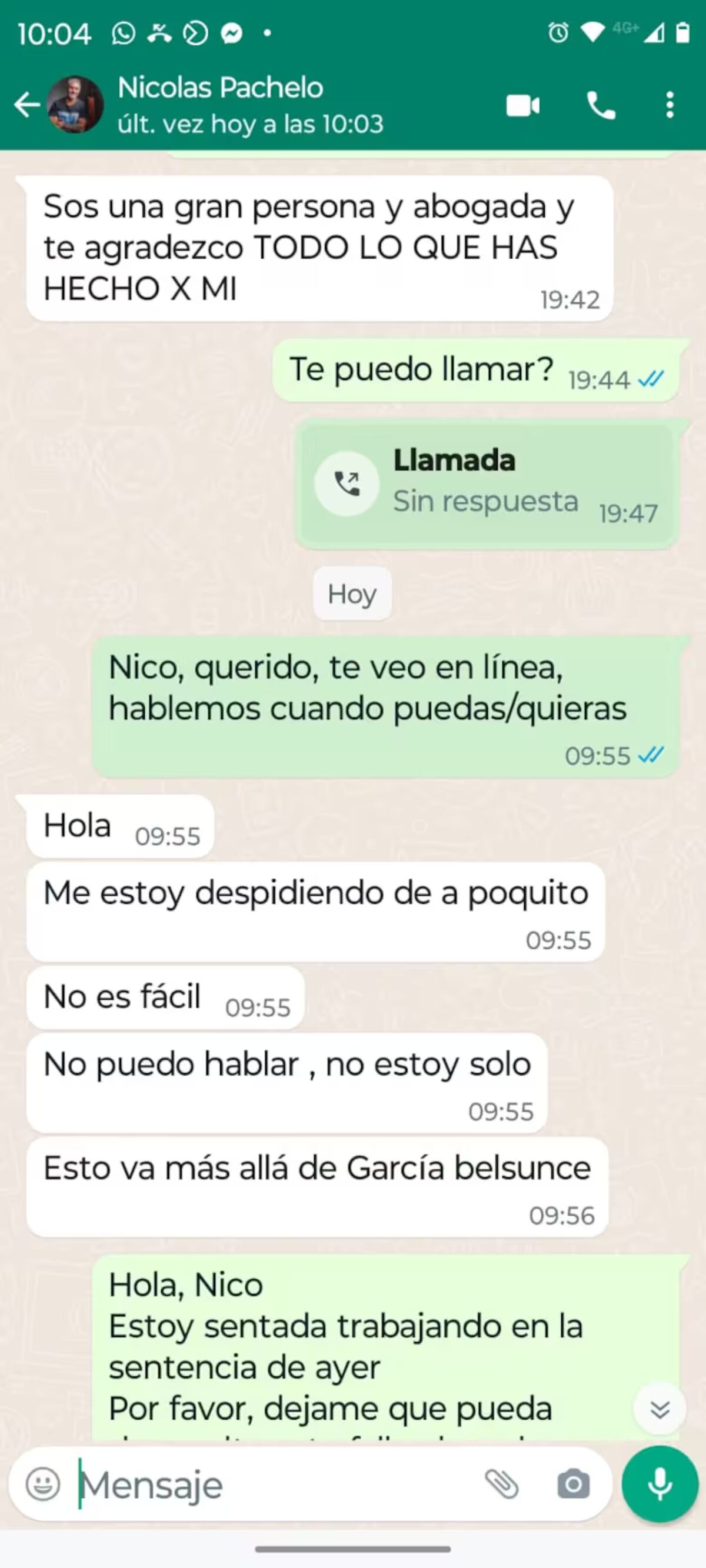 Los sugestivos chats de Nicolás Pachelo a su abogada tras la condena a perpetua. (La Nación)