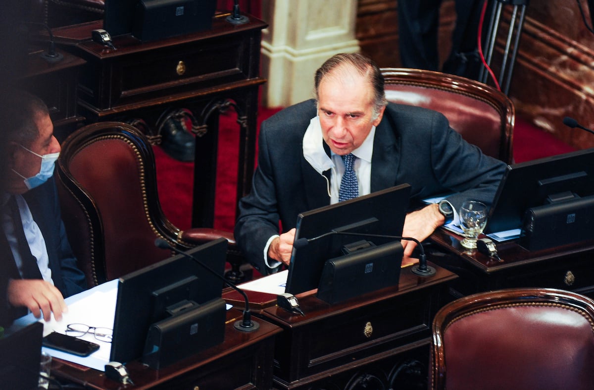 Humberto Schiavoni en el Senado durante la sesión Foto Federico Lopez Claro